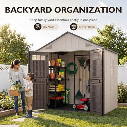 8x8 Ft Outdoor Storage Shed with Floor