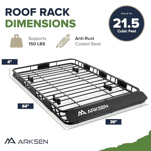64"x39"x4" Roof Rack Cargo Basket with Net & Ratchet Straps