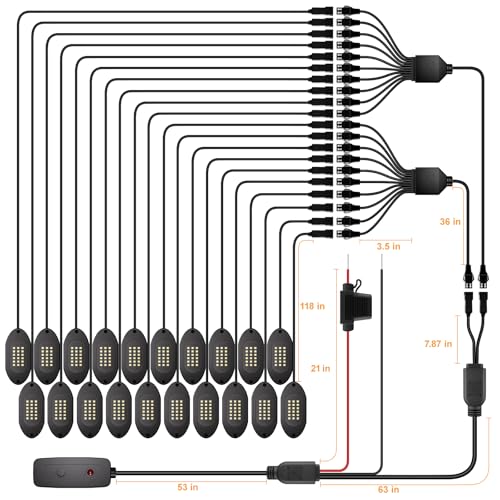 Pure White Rock Lights for Trucks 20 Pods (20 Count)