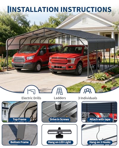 20x20FT Metal Carport Heavy