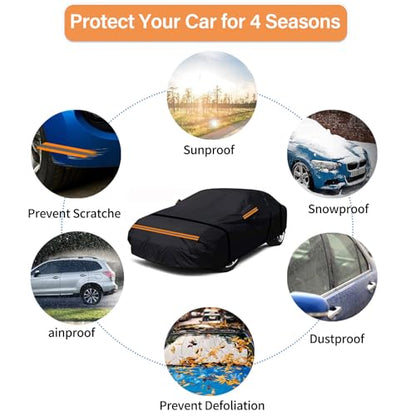 600D Heavy Duty Car Cover Custom Fit for Sedan Length 175
