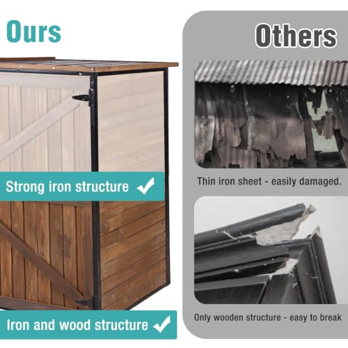 Outdoor Storage Shed 4.2x2.2FT with Metal Frame & Fir Wood