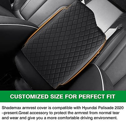 Custom Fit for Center Console Cover Hyundai Palisade 2020 2021 2022 2023 2024 2025 2026 Armrest Cover Center Console Pad PU Leather Armrest Seat Box Cover Protector with Pockets Storage Bag