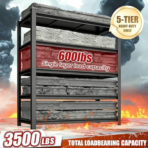 2pack Garage Shelving Heavy Duty Metal Garage Storage Shelves Organizer for Heavy Tools and Equipment (5 Count)