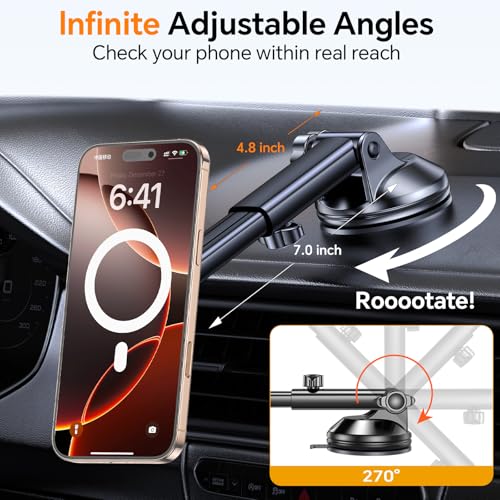 for MagSafe Car Mount【Windshield+Vent+Dash】 Magnetic Phone Holder for Car Phone Holder Mount Cell Phone Holders for Your Car Accessories Phone Mount for Camera Stabilizers Stand for iPhone 17