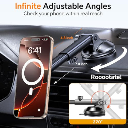 for MagSafe Car Mount【Windshield+Vent+Dash】Magnetic Phone Holder for Car Phone Holder Mount Cell Phone Holders for Your Car Accessories Suction Phone Mount for Car Truck Stand for iPhone 17 16