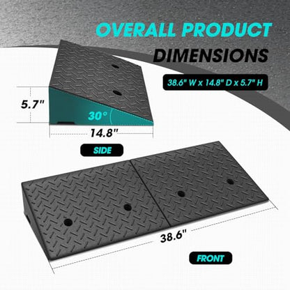 1pcs 5.7" Rise Rubber Curb Ramp Heavy Duty Loading Driveway Ramp Threshold Ramp 38.6" W x 14.8" D x 5.7" H for Loading Dock