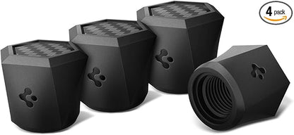 Spigen Magnetic Car Tire Valve Caps in Carbon Black (Never Lose, Fade Resistant) for Schrader Valve Stem Caps - 4 Pack