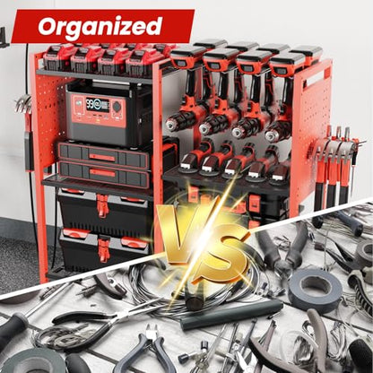 Heavy Duty Power Tools Organizer Cart with Charging Power Strip