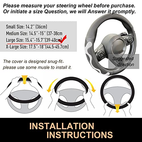 Large Size Comfy Grip Steering Wheel Cover 15.75 Inch