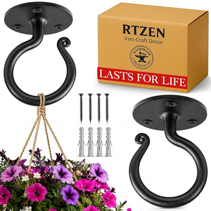 Plant Hangers Outdoor or Indoor Heavy Duty Wall Bracket Hooks (2 Count)