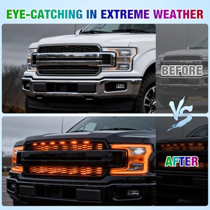 4PCS 12" RGB LED Grille Light Strips with Wireless Remote Control