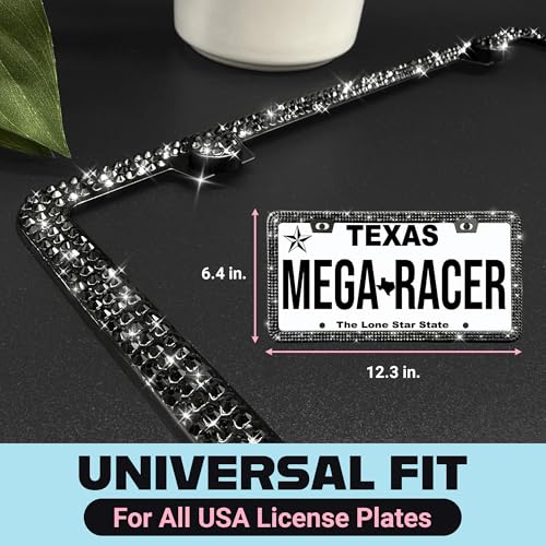 Elegant Black Bling License Plate Frames for Women