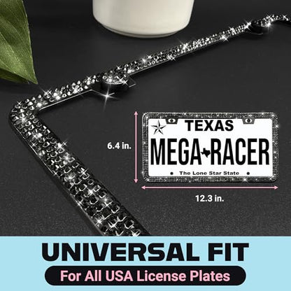 Elegant Black Bling License Plate Frames for Women