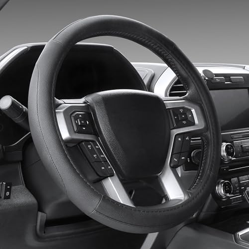 Black Microfiber Leather Auto Car Steering Wheel Cover 15 inch