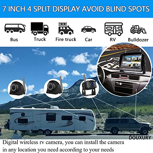 Wireless Backup Camera for RV Truck Trailer Camper Bus 5th Wheel 3 Rear (4 Count)