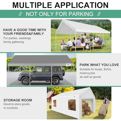 12x20 Heavy Duty Carport Portable Garage with Sidewalls