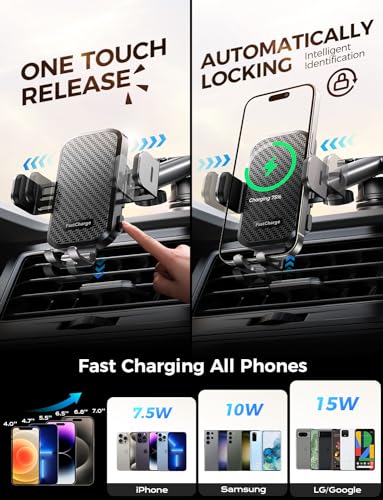 Wireless Car Charger with Phone Holder Mount
