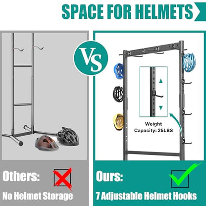 Freestanding Bike Stand Rack with Adjustable Hooks