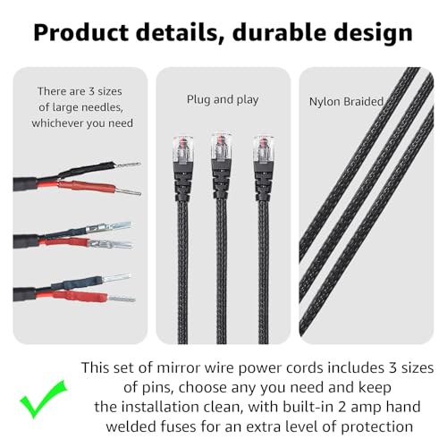 16.5" RJ11 Mirror Tap Radar Detector Cord for Escort Uniden V1 & More (3 Count)