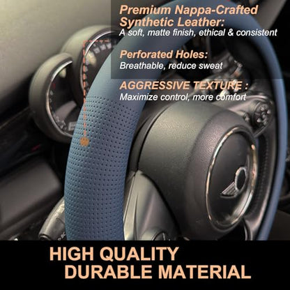 Large Size Nappa Leather Steering Wheel Cover 15.75In