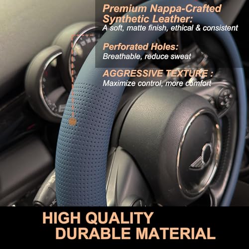Nappa Leather Steering Wheel Cover Universal 14.5
