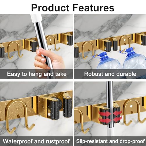 Mop Broom Holder Wall Mount (2 Count)