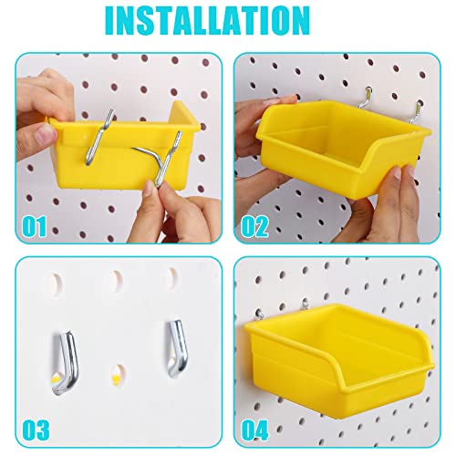 20 Pcs Pegboard Bins and Cups with Hooks and Loops Peg Assortment Organizer Accessories Various Tool Organizer Pegboard Baskets Set for Garage Workshop Workbench Office