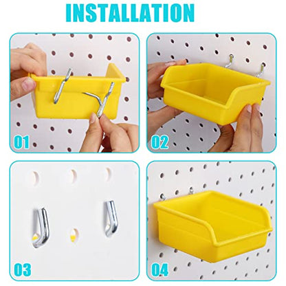 20 Pcs Pegboard Bins and Cups with Hooks and Loops Peg Assortment Organizer Accessories Various Tool Organizer Pegboard Baskets Set for Garage Workshop Workbench Office