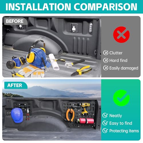 Side Truck Bed Molle Panel Rack System Compatible with 2015