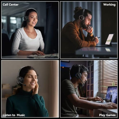 Wireless Headset with Mic for Work