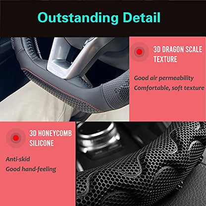 D Shaped 14 Inch Steering Wheel Cover Great Grip Black