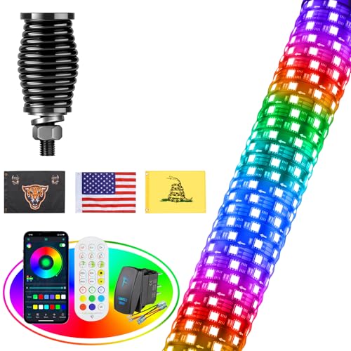 3FT Fat Whip Lights for UTV ATV with Spring Base (2 Count)