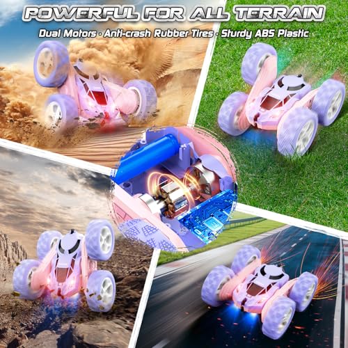 Pink Purple RC Stunt Car for Kids