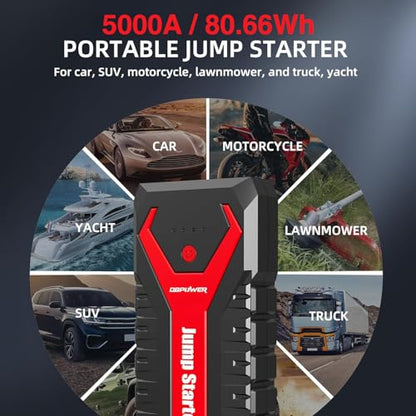 5000A 80.66Wh Portable Car Jump Starter
