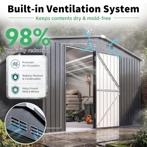 10'x20' Large Metal Outdoor Storage Shed with Windows
