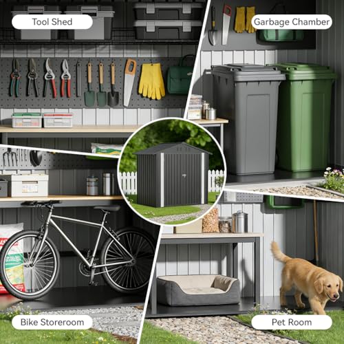 6'x4' Shed Outdoor Storage Metal with Lockable Doors & Vents