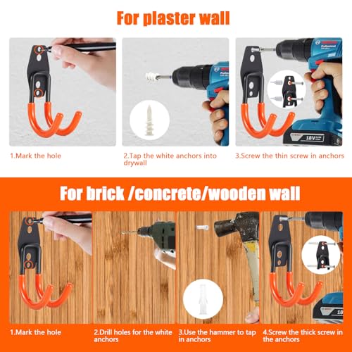 Heavy Duty Garage Storage Hooks 2 Pack Garage Tool Organizer Wall Mount (2 Count)