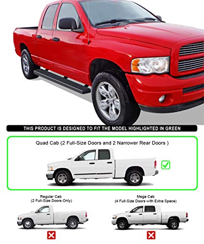 6in Black Stainless Steel Running Boards Compatible with Dodge Ram 1500 2500 3500 Quad Cab 02