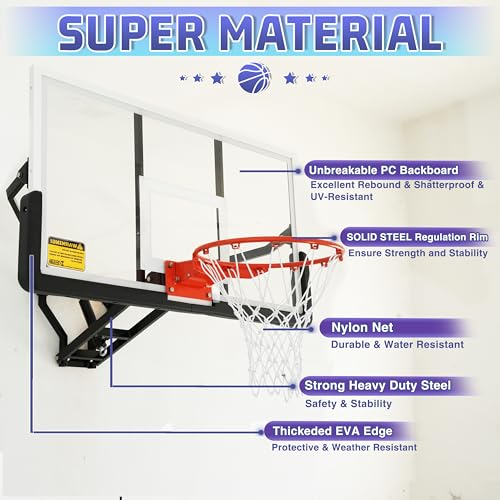 54.5" Wall Mounted Basketball Hoop