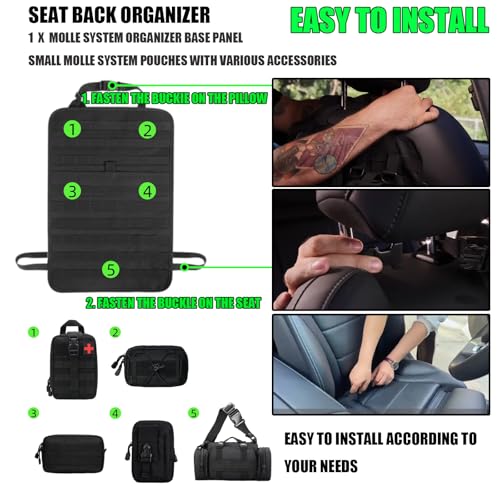 7 PACK Tactical Seat back organizer Truck organizer With 6 Detachable Pouches Universal For Car Truck Ford Jeep Military
