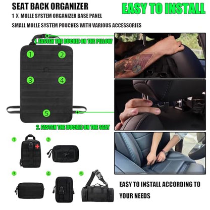 7 PACK Tactical Seat back organizer Truck organizer With 6 Detachable Pouches Universal For Car Truck Ford Jeep Military