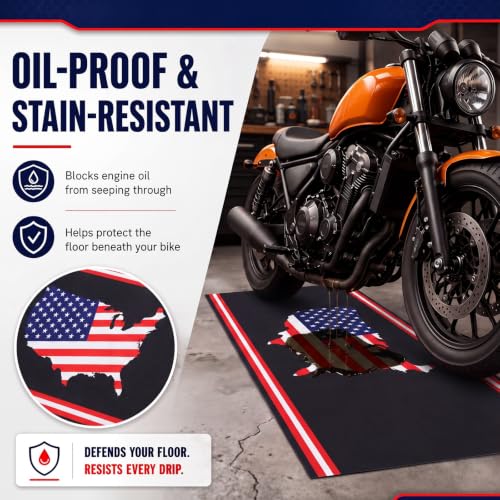 Motorcycle Mat Garage Floor Rug Washable Parking Mats for Garage Floors Non Slip Oil Absorbent Pad Rubber Backing Layer Protects Floor