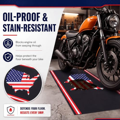 Motorcycle Mat Garage Floor Rug Washable Parking Mats for Garage Floors Non Slip Oil Absorbent Pad Rubber Backing Layer Protects Floor