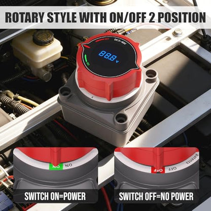 Upgrade DC 5 60V Battery Disconnect Switch with Digital Voltmeter
