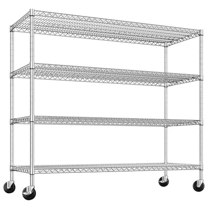 55.5''W Storage Shelves 2500LBS Wire Shelving Unit with Wheels Heavy Duty Metal Shelves for Storage Adjustable Garage Storage Rack Pantry Shelf Kitchen Shelving (3 Count)