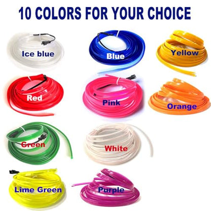 El Wire Pink Interior Car LED Strip Lights