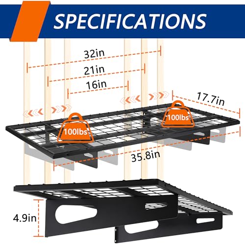 2 Pack 1.5x3FT Garage Shelving 17.7 (2 Count)