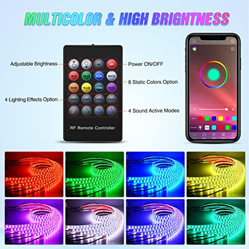 6PCS RGB LED Underglow Lights Strip with APP & Remote Control