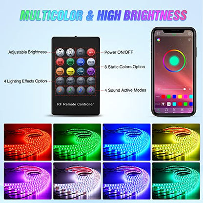6PCS RGB LED Underglow Lights Strip with APP & Remote Control